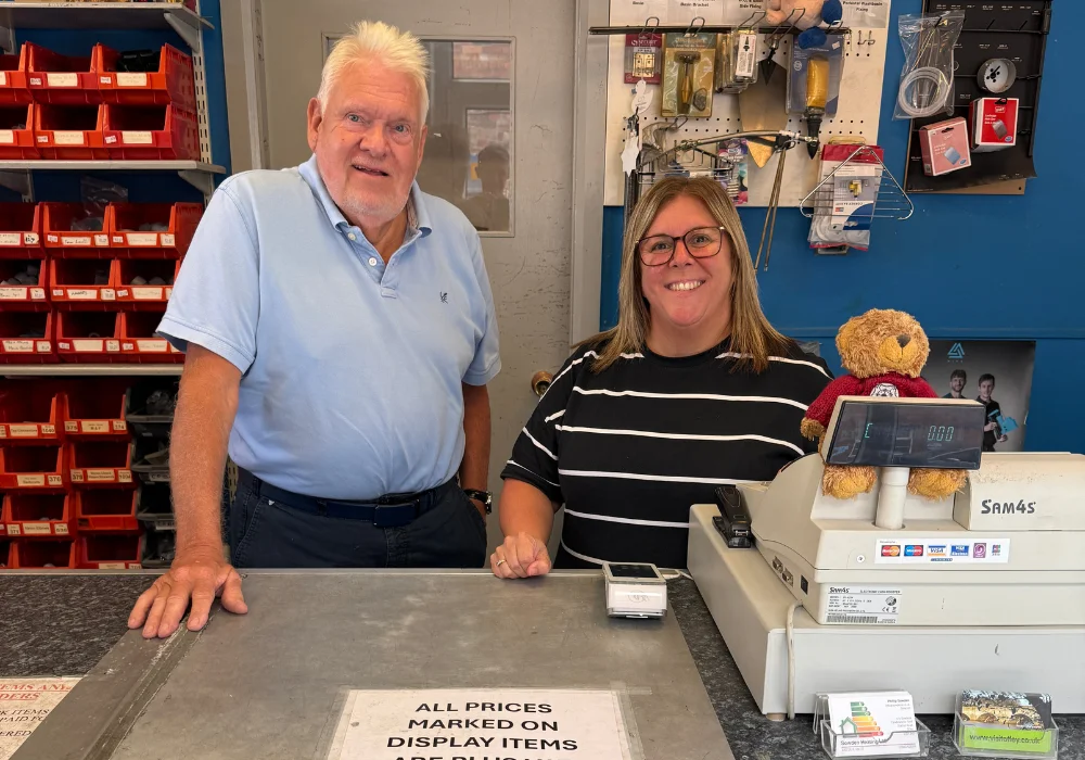 The Sowdens team behind the plumbing supplies counter at Candleworks Yard